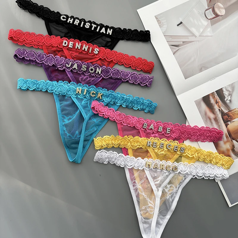 Thong Bikini Women - Persoonlijkheid aangepaste string naam kristal brief