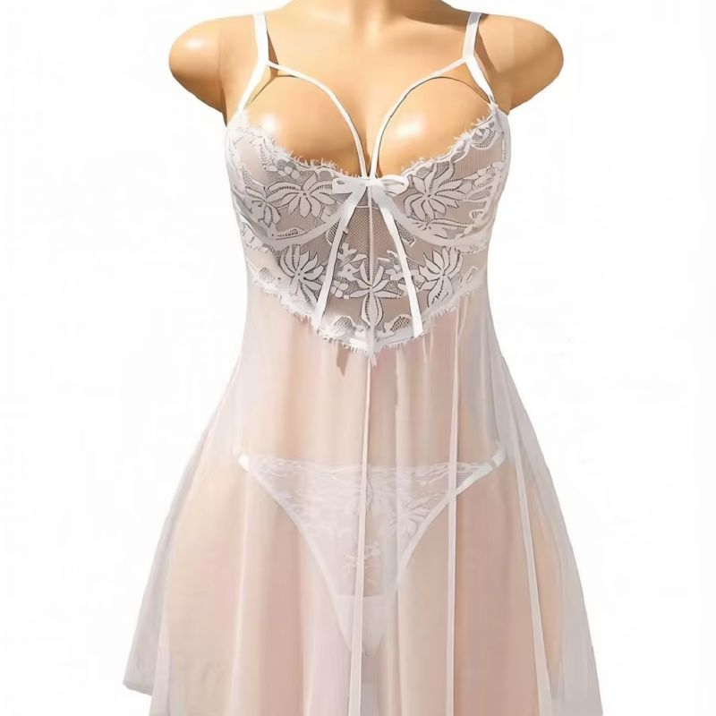 Vrouwelijke witte kant babydol - Babydoll Chemise Night recensie en prijs