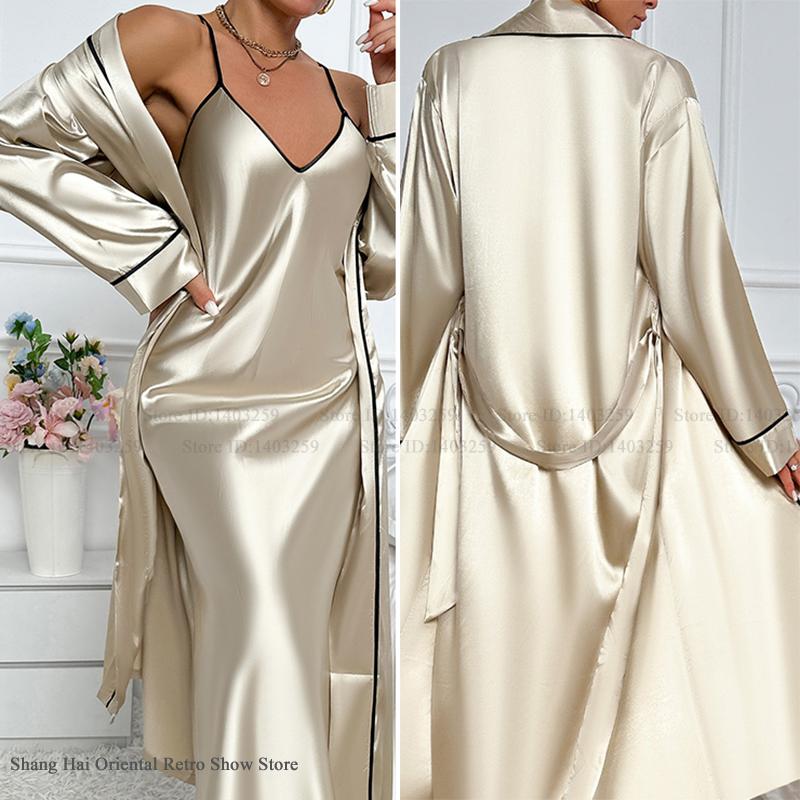 Sexy Lange Twinset Gewaad Set  - Robe Silk Women recensie en prijs