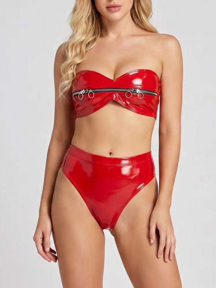 Wetlook PVC outfit met rits, b - Thong Bikini Women recensie en prijs